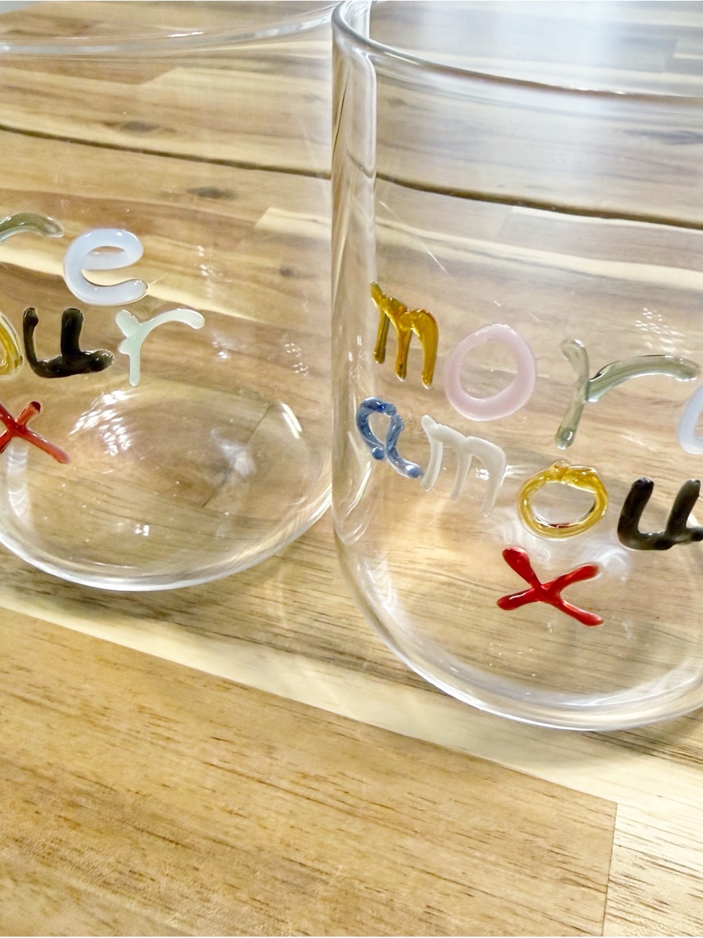 Anthropologie The Love Notes Icon Juice Glass More Amour French SET OF 2 - Picture 4 of 4